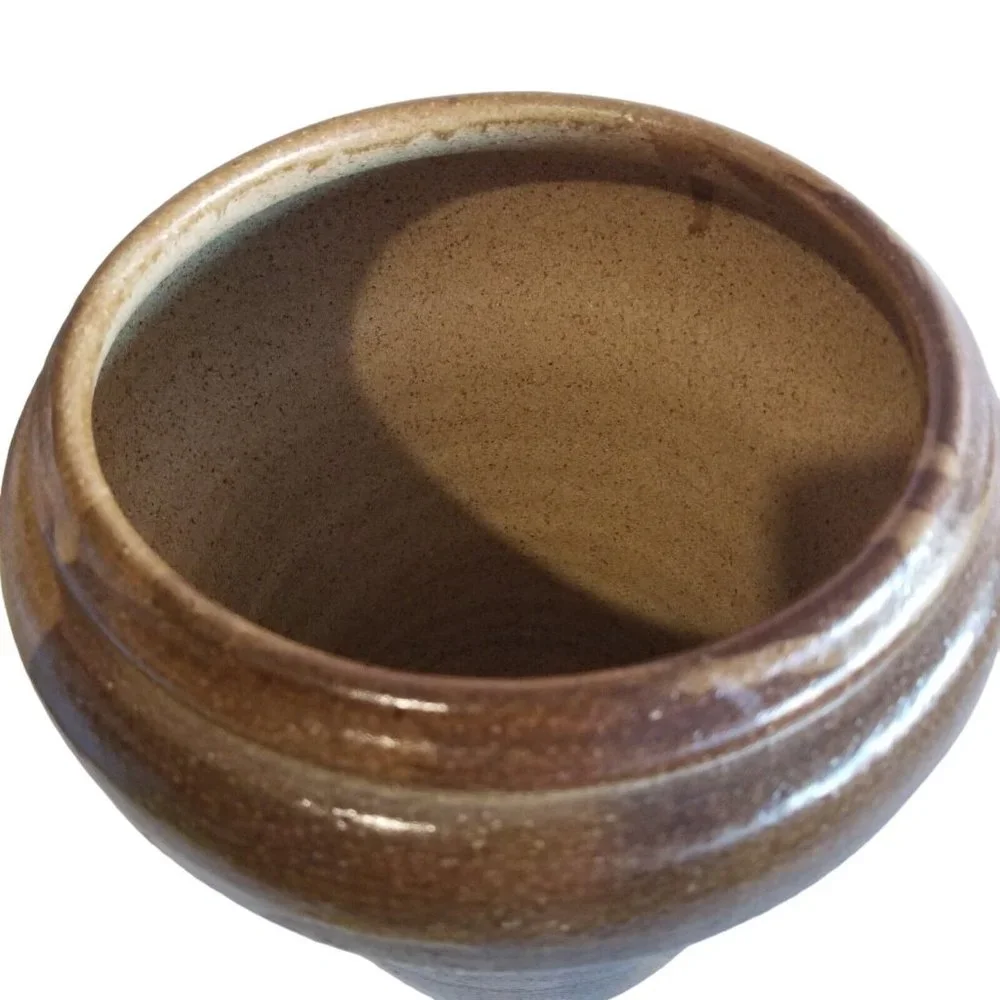 Vintage Studio Pottery Vase Pot Planter Dipped Layered Glaze Signed Decorative